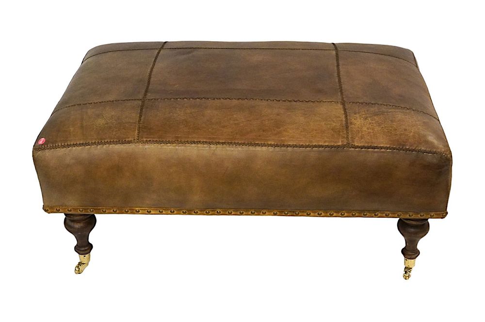 Lot 64: HANCOCK & MOORE LEATHER OTTOMAN / BENCH