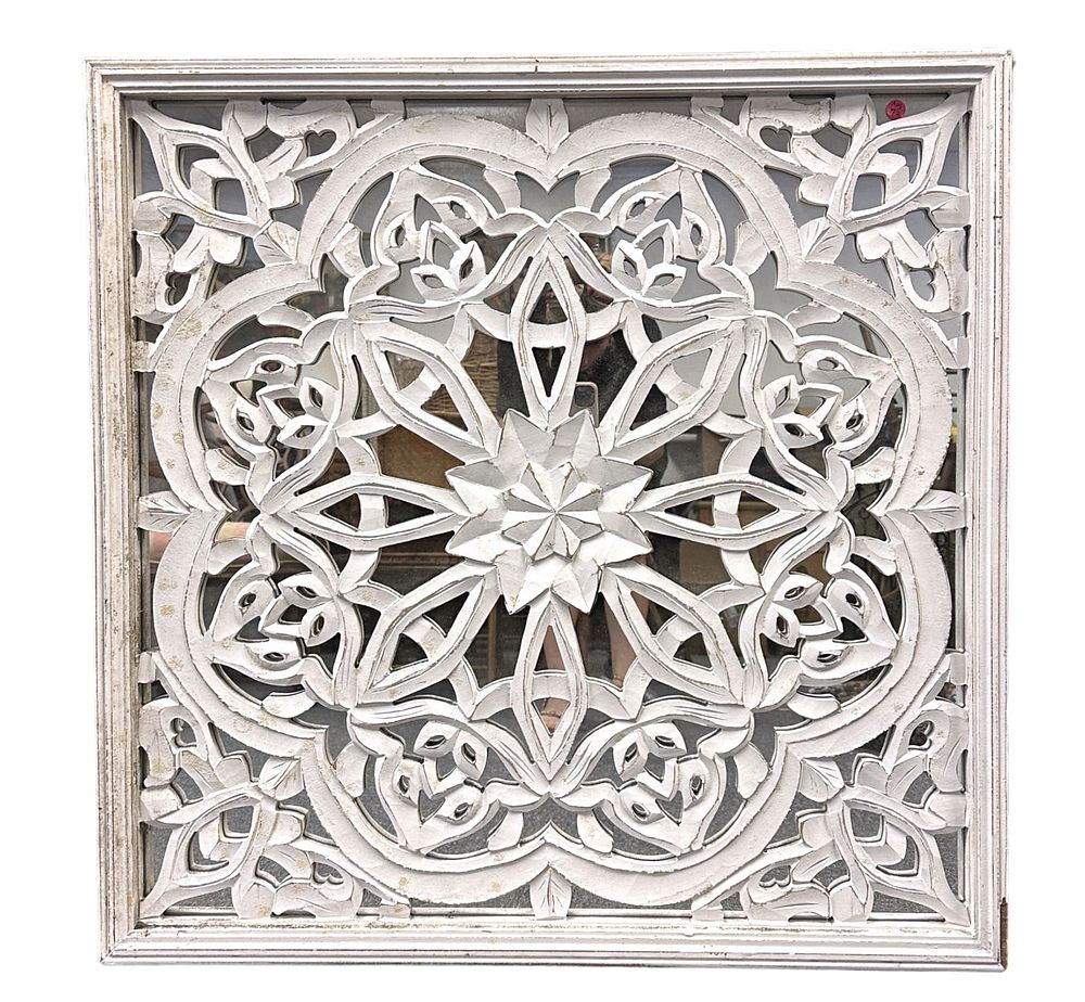 Lot 72: BOHEMIAN HANGING MIRROR WOODEN WALL ART
