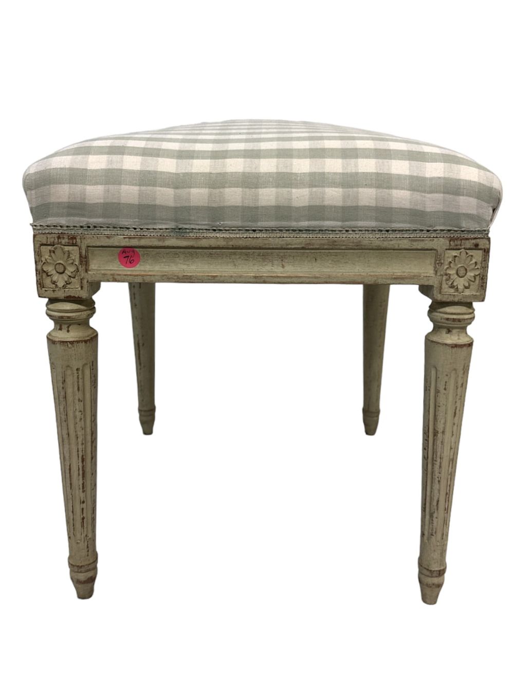 Lot 76: ANTIQUE SWEDISH HAND-PAINTED SOLID WOOD STOOL