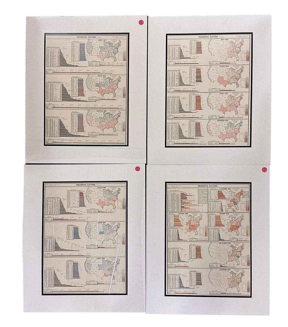 Lot 84: 4 ANTIQUE PRESIDENTIAL ELECTION CHARTS - C. SCRIBNER