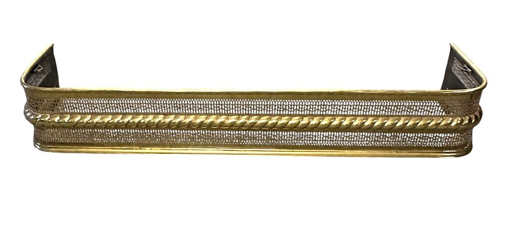Lot 97: ANTIQUE ENGLISH BRASS FIREPLACE FENDER