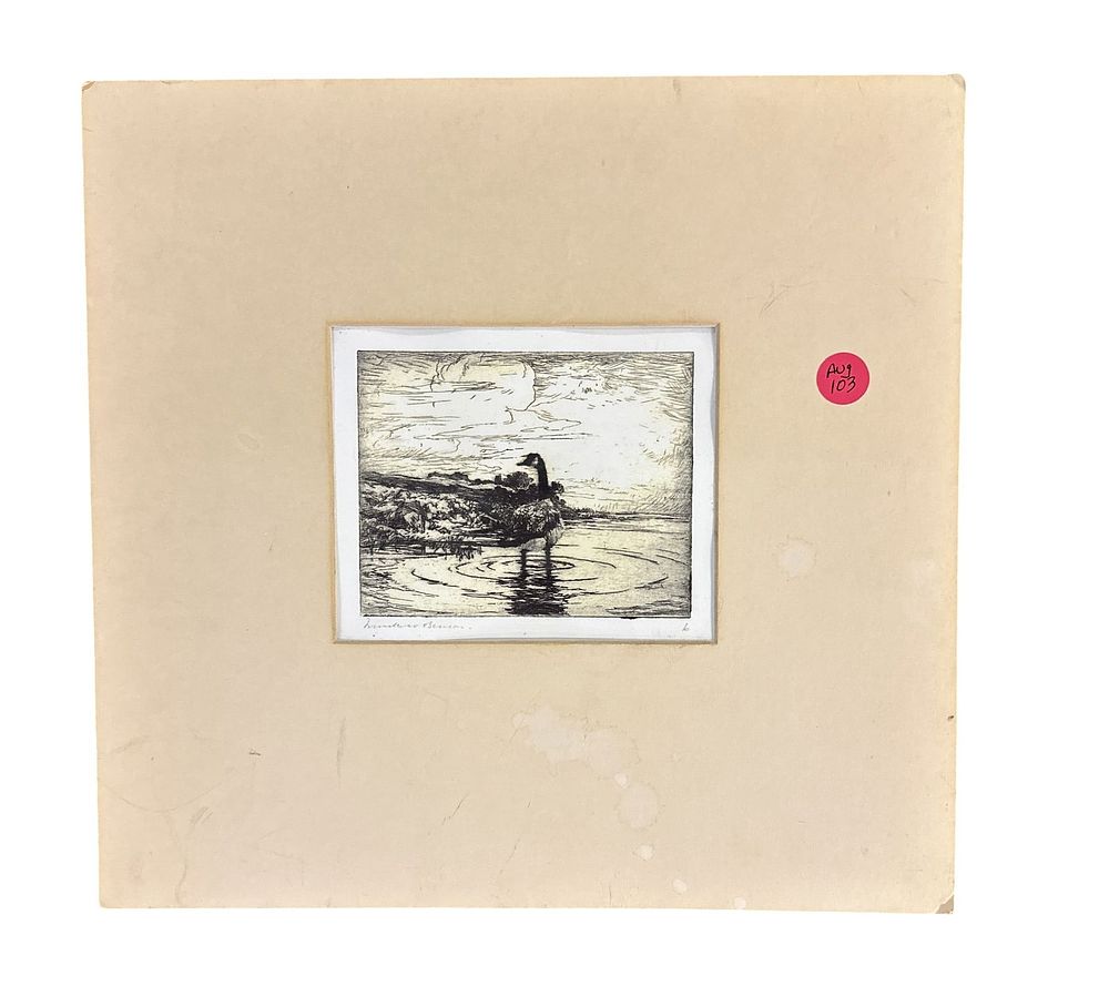 Lot 103: FRANK WESTON BENSON (1862-1951) 1917 ETCHING GOOSE