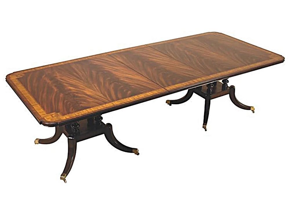 Lot 115: MAITLAND SMITH GREEK KEY MAHOGANY DINING TABLE