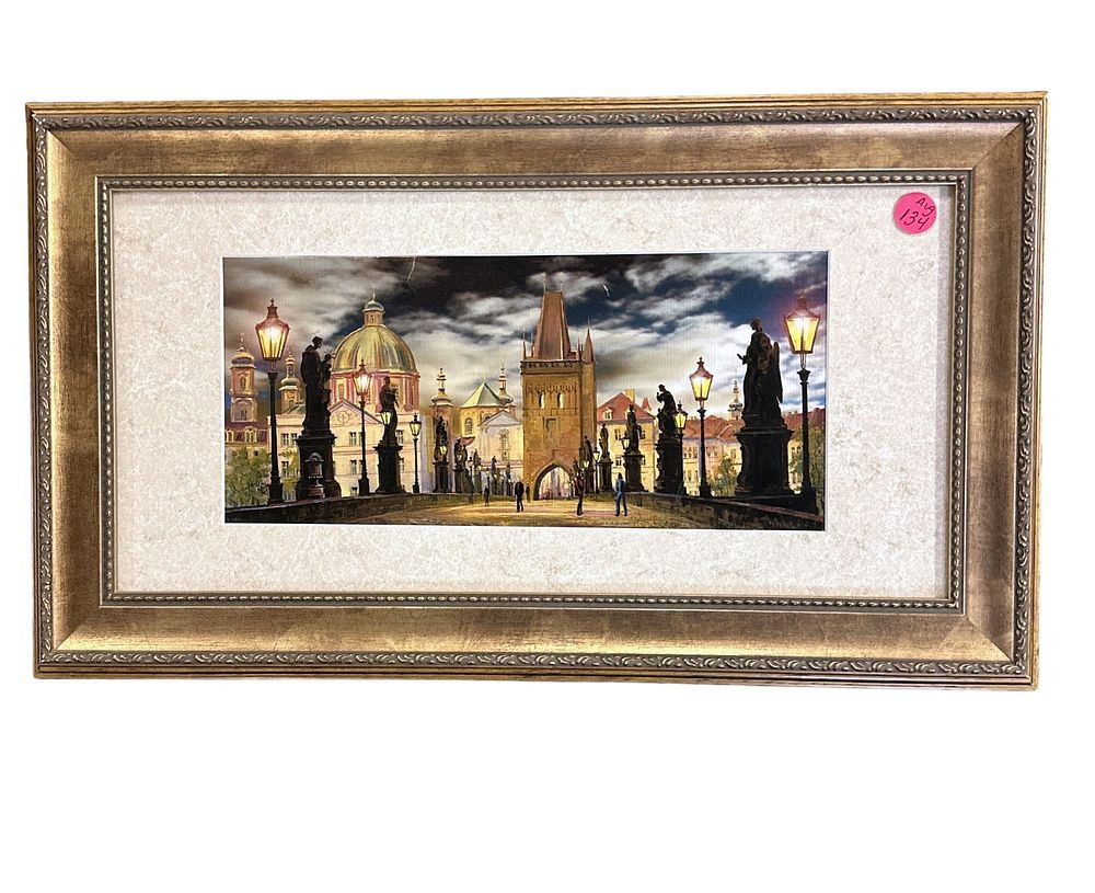 Lot 134: CHARLES BRIDGE PRAGUE WATERCOLOR GOUACHE