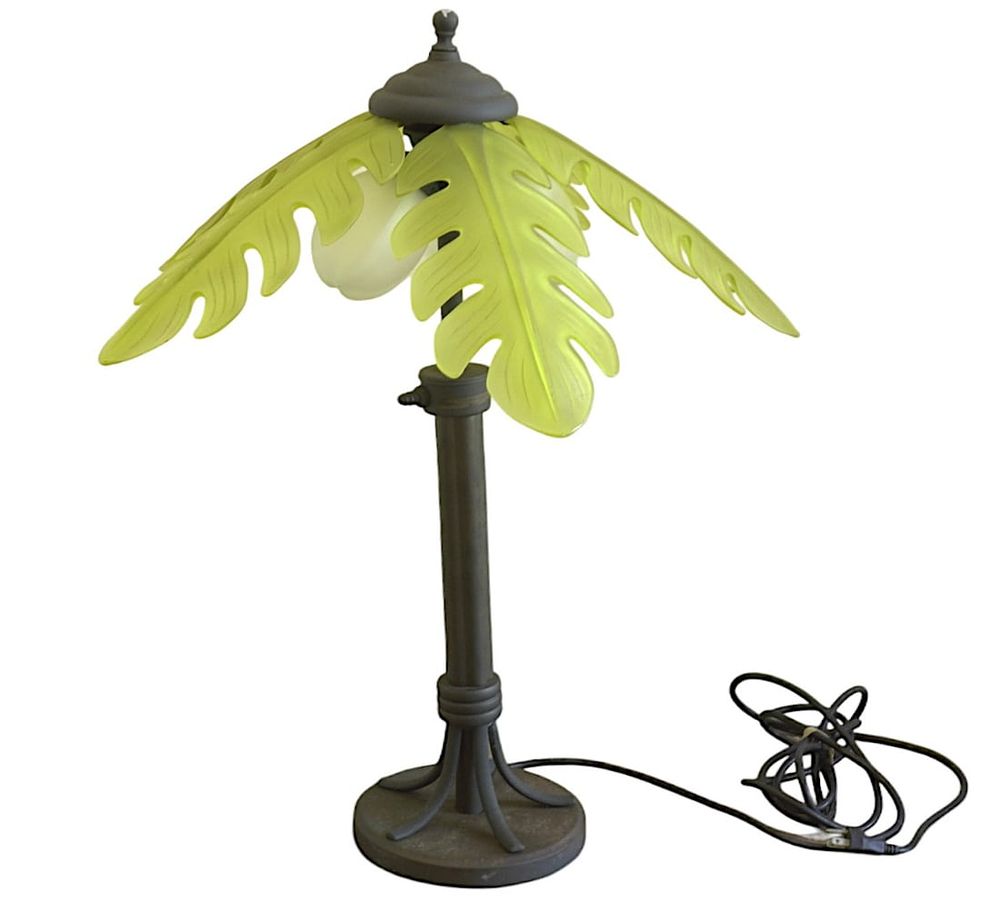 Lot 233: BEL AIR OUTDOOR PALM TREE LAMP COCONUT GLOBES