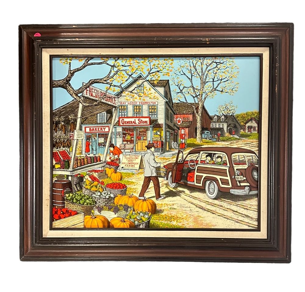 Lot 247: H HARGROVE LIMITED EDITION SIGNED SERIGRAPH PAINTING "GOING TO GRANDMA'S HOUSE FOR THANKSGIVING"
