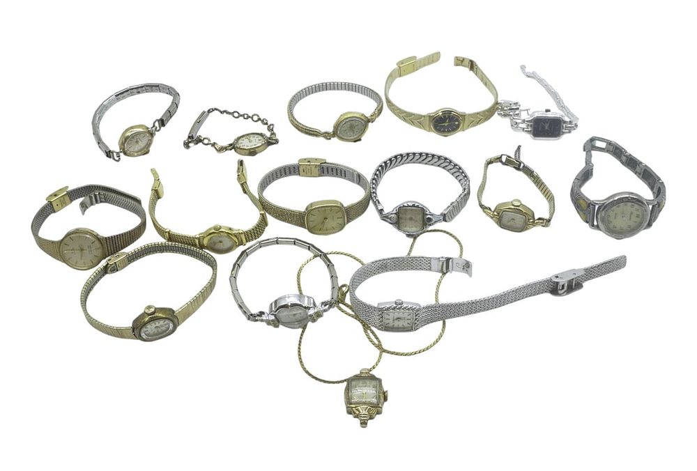 Lot 268: 15 VINTAGE LADIES WATCHES GRUEN - ELGIN - WALTHAM