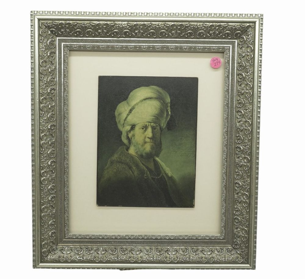 Lot 279: ANTIQUE REMBRANDT PRINT ON BOARD FRAMED