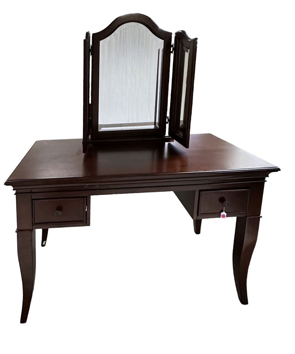 Lot 283: NE-KIDS MAHOGANY VANITY DESK WITH MIRROR