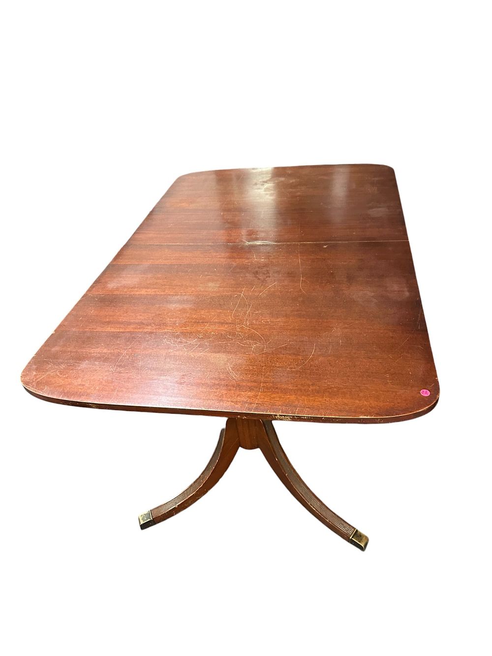 Lot 304: 2 PEDESTAL MAHOGANY DINING TABLE