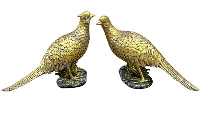 PAIR OF MCM GILDED COMPOSITE PHEASANTS. Pair of Vintage MCM Composite Gilded Pheasants. Perfect 