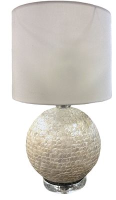 CONTEMPORARY CAPIZ SHELL LAMP WITH LUCITE BASE. Contemporary Capiz Shell Table Lamp with Lucite 