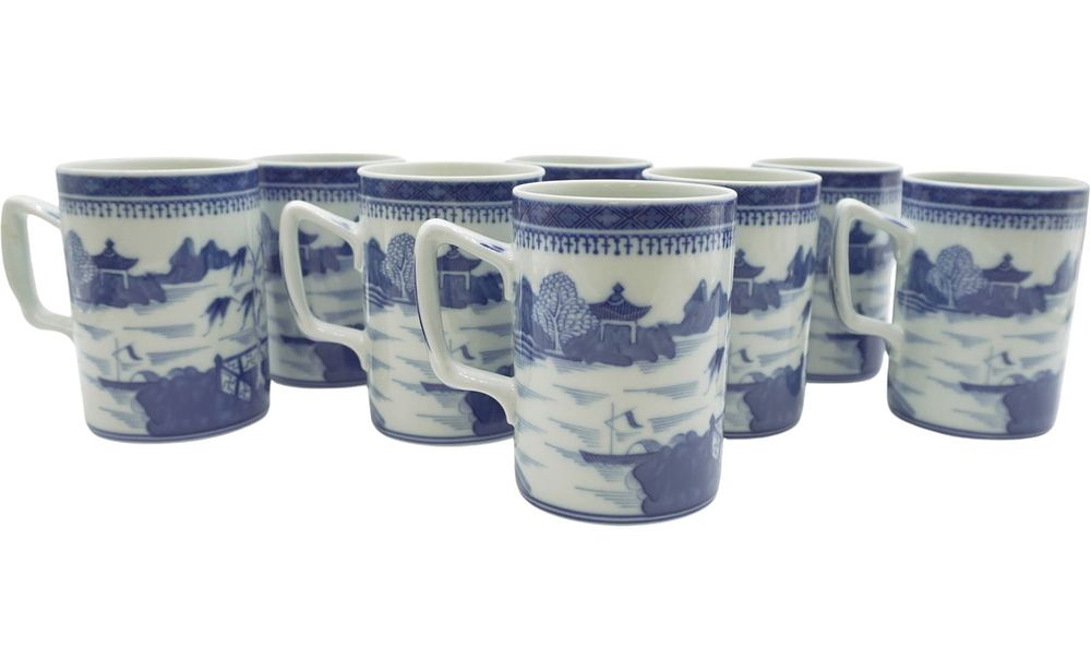 Lot 60: 8 MOTTAHEDEH HISTORIC CHARLESTON BLUE CANTON MUGS
