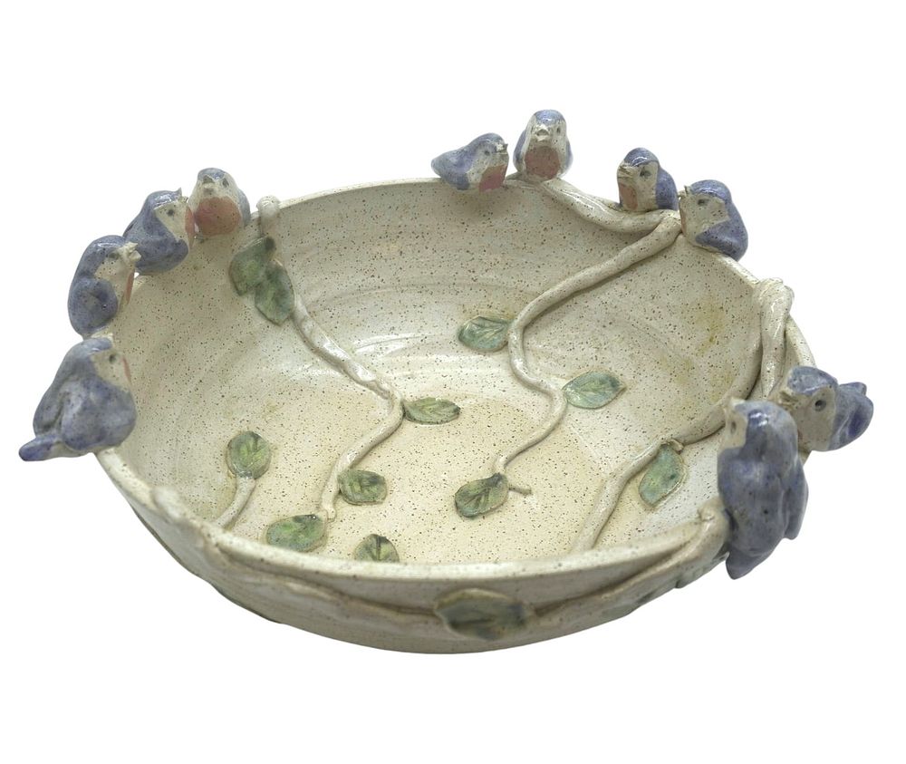 Lot 62: STUDIO POTTERY BIRDS ON RIM BOWL BREWSAUGH