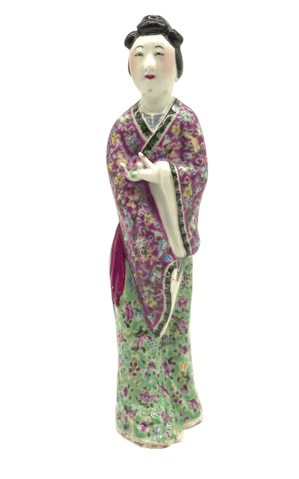 Lot 72: CHINESE ENAMELED FAMILLE ROSE PORCELAIN FIGURINE