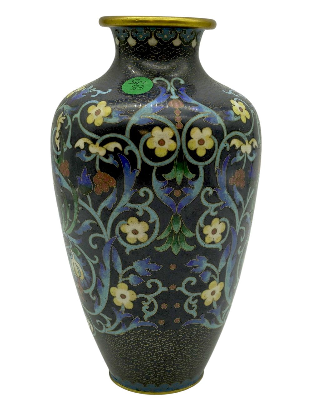 Lot 83: JINGFA CLOISONNE ENAMELED GILT BRASS VASE