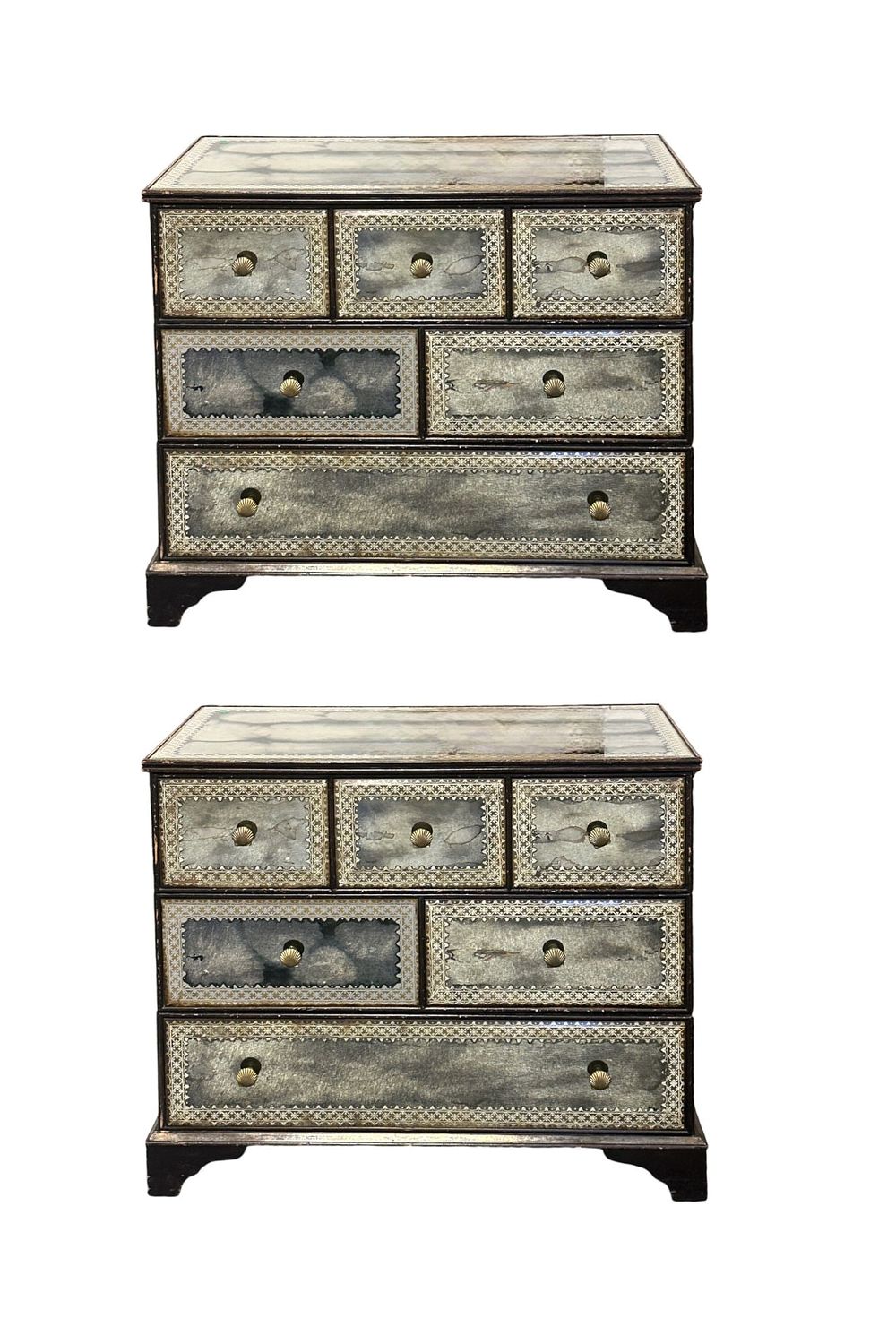 Lot 91: MATCHED PAIR OF VERRE EGLOMISE CHESTS