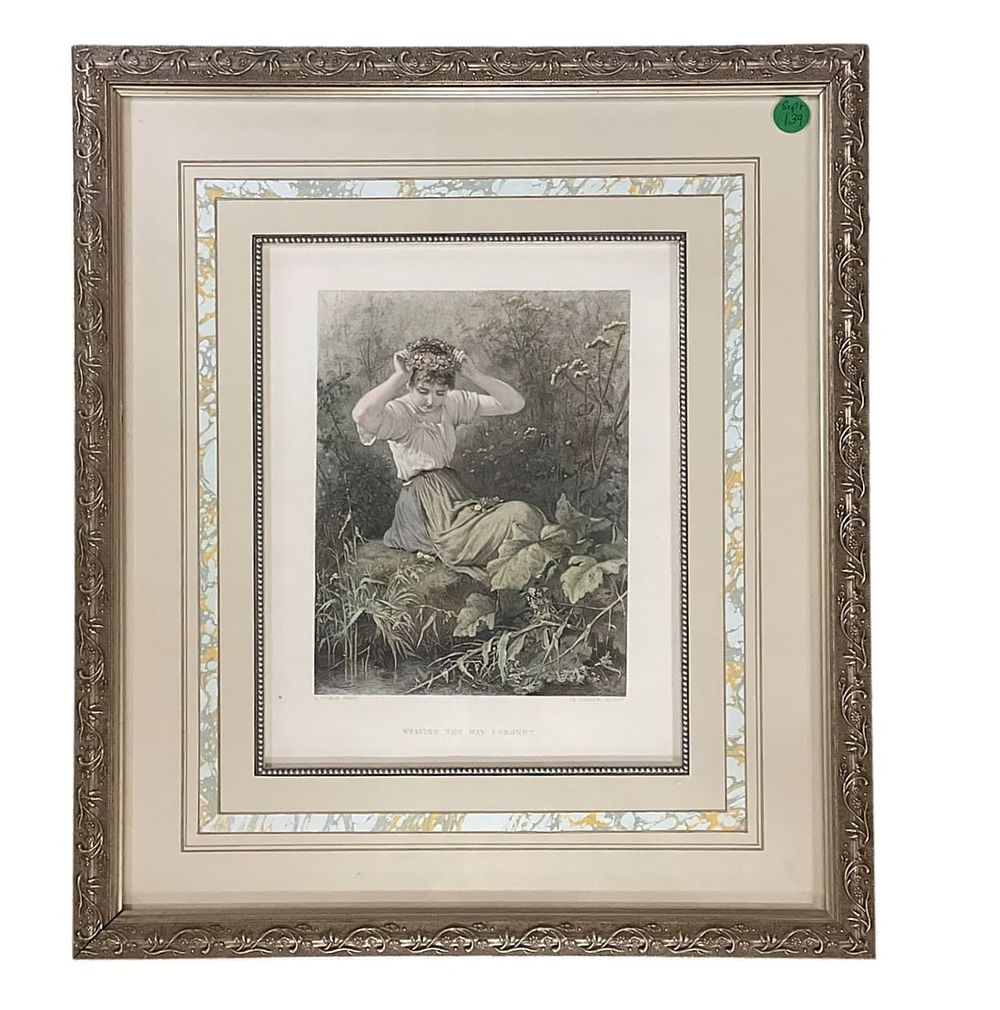 Lot 139: ANTIQUE LEON POHLE ENGRAVING WEAVING THE MAY CORONET