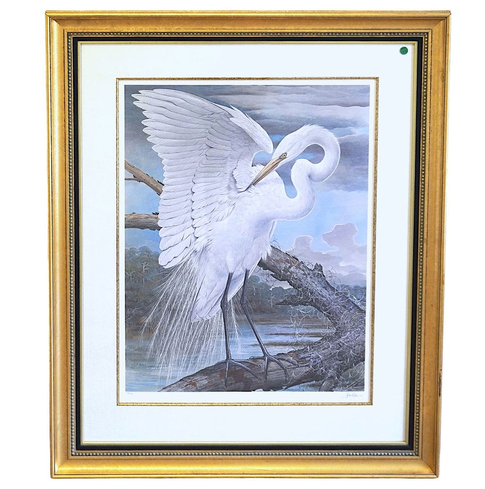 Lot 145: LARGE BASIL EDE LTD ED AMERICAN EGRET LITHOGRAPH