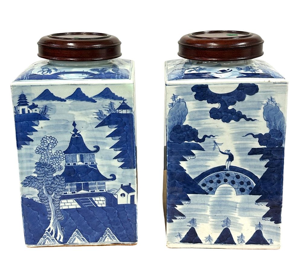 Lot 147: PAIR c. 1790 LARGE CANTON TEA CADDIES - JAMES GALLEY