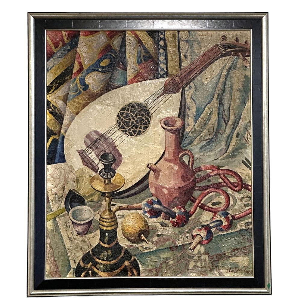Lot 161: JOHN ANDREWS (ANDREE) 1935 MODERNIST STILL LIFE OIL