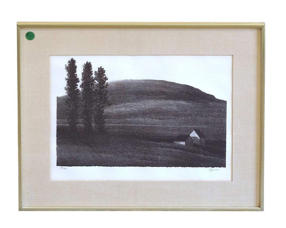 Lot 170: RARE SIGNED "UNTITLED (ROLLING FARMLANDS)" BY ROBERT KIPNISS LITHOGRAPH