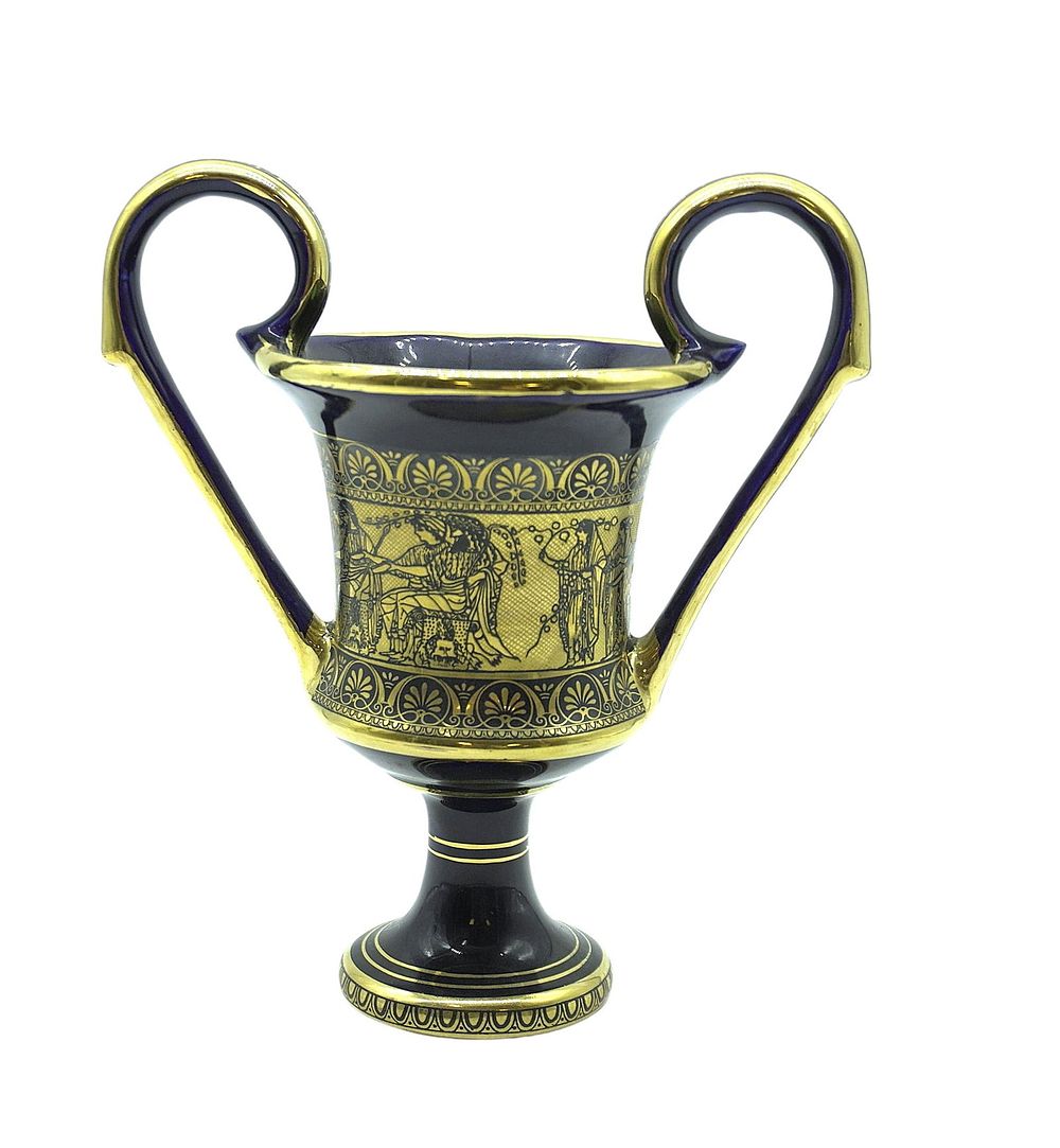 Lot 351: MCM SPYROPOULOS COBALT BLUE VASE WITH 24K ACCENTS