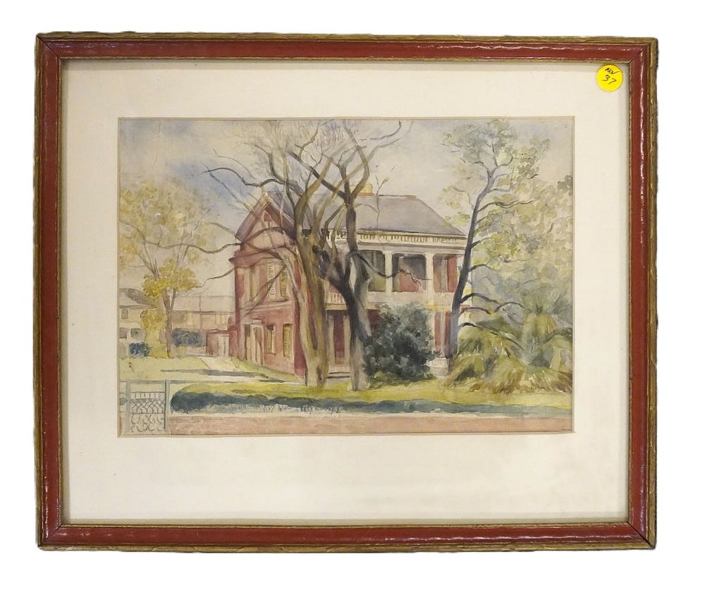Lot 37: ORIGINAL WATERCOLOR PINCKNEY HOME CHARLESTON