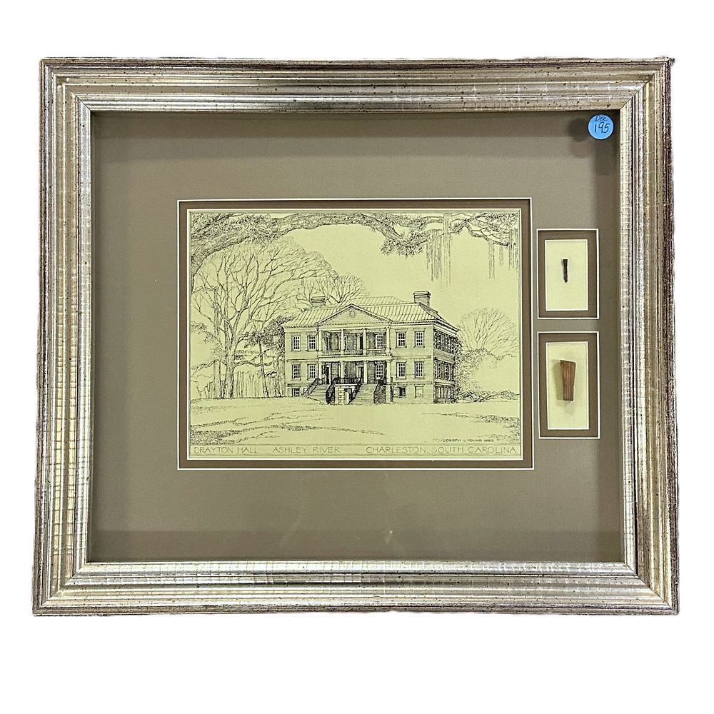Lot 195: FRAMED ARCHITECTURAL PRINT OF DRAYTON HALL
