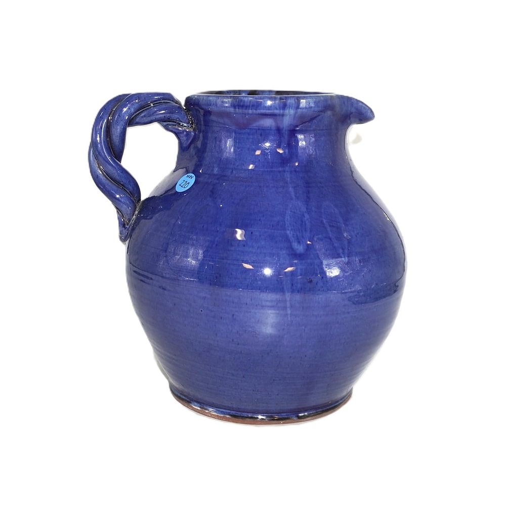 Lot 220: PASTIS & CO. FRENCH TERRACOTTA BLUE GLAZE JUG