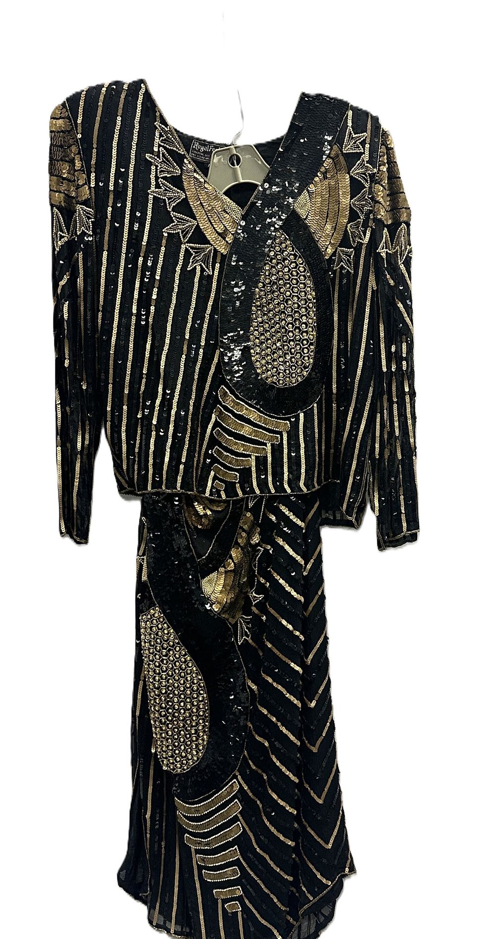 Lot 273: VINTAGE SILK SEQUIN BEADED EVENING COCKTAIL SET