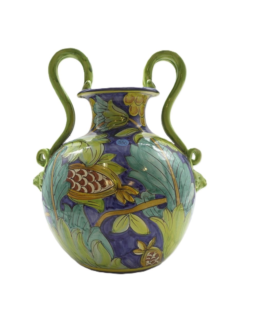 Lot 330: HAND PAINTED ITALIAN POTTERY VASE