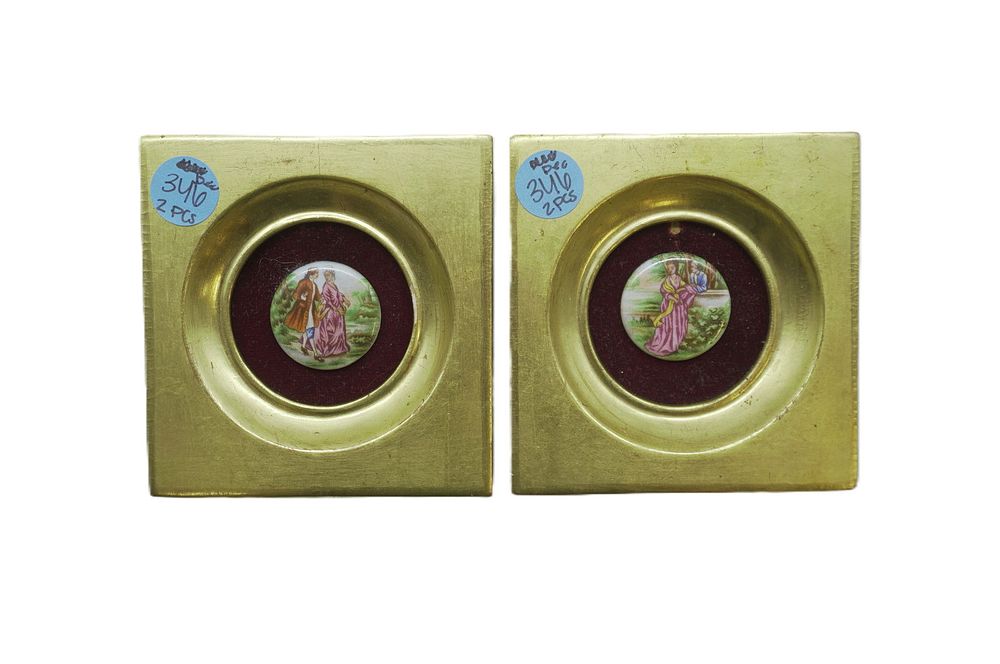 Lot 346: PAIR FRAMED FRAGONARD LIMOGES PORCELAIN PLAQUES