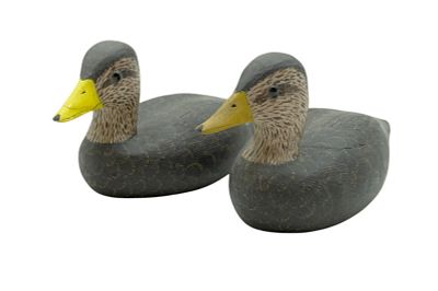 2 ROBERT "BOB JOE" WATSON CARVED SIGNED DECOY. Two Vintage Robert Joseph Watson "Bob Joe" 