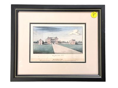 DRAYTON HALL WATERCOLOR PRINT SIMITIERE. Drayton Hall Print after the Original 1765 Watercolor 