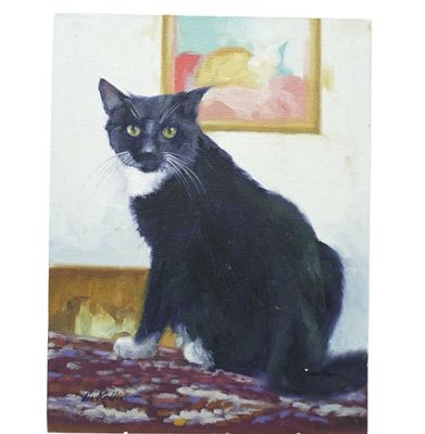 CHARLES KELLO (1942-2014) PORTRAIT OF MR B. Original Oil of Canvas Cat Portrait "Mr. B" by 