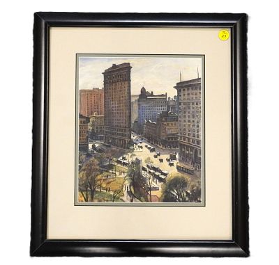 SAMUEL HALPERT FLATIRON BUILDING NYC. Samuel Halpert (1884-1930) Print of the the Flatiron 