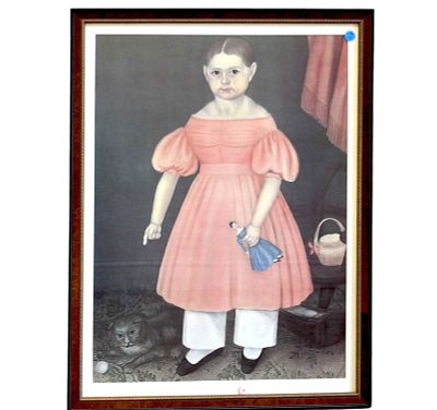 PORTRAIT OF MARY JANE SMITH BY JOSEPH WHITING STOCK PRINT. American folk portrait print of Mary 