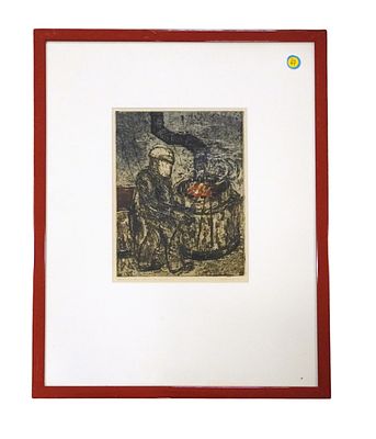 VINTAGE PETER LOEDING (1936-2013) INDUSTRIAL ETCHING. A vintage colour industrial etching by the 