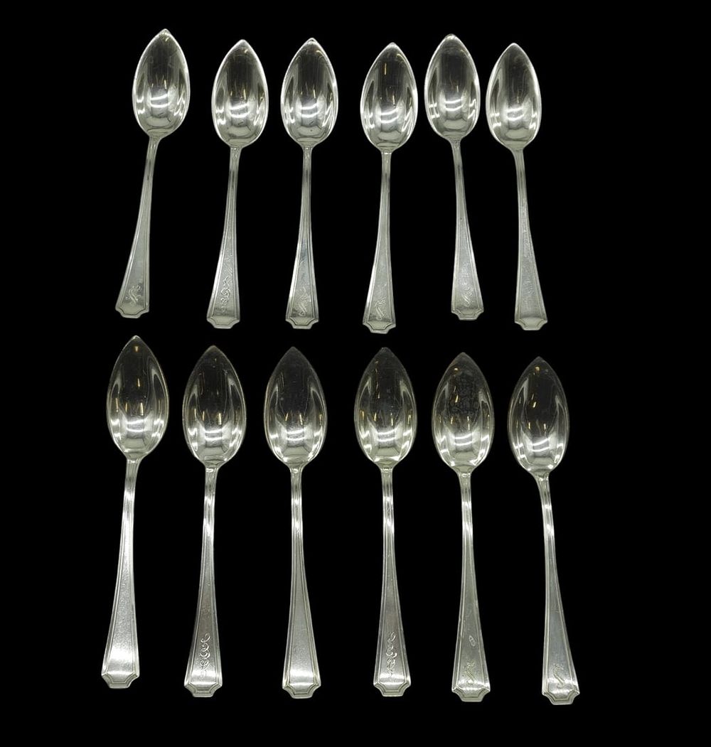 Lot 153: 12 STERLING SILVER DURGIN ORANGE SPOONS