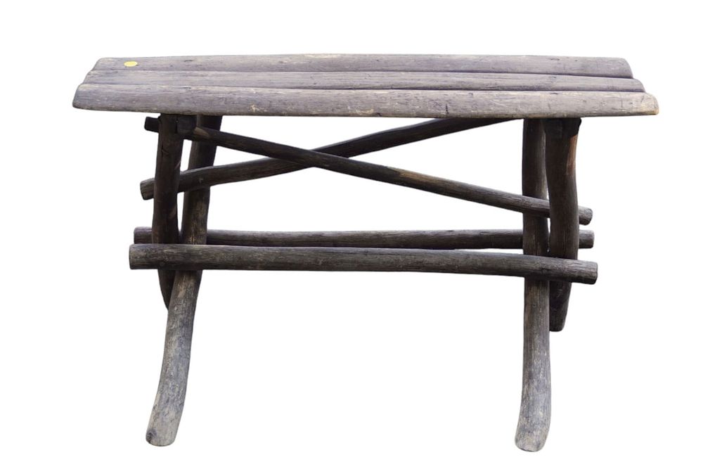Lot 177: RUSTIC ANTIQUE ADIRONDACK FARMHOUSE BENCH