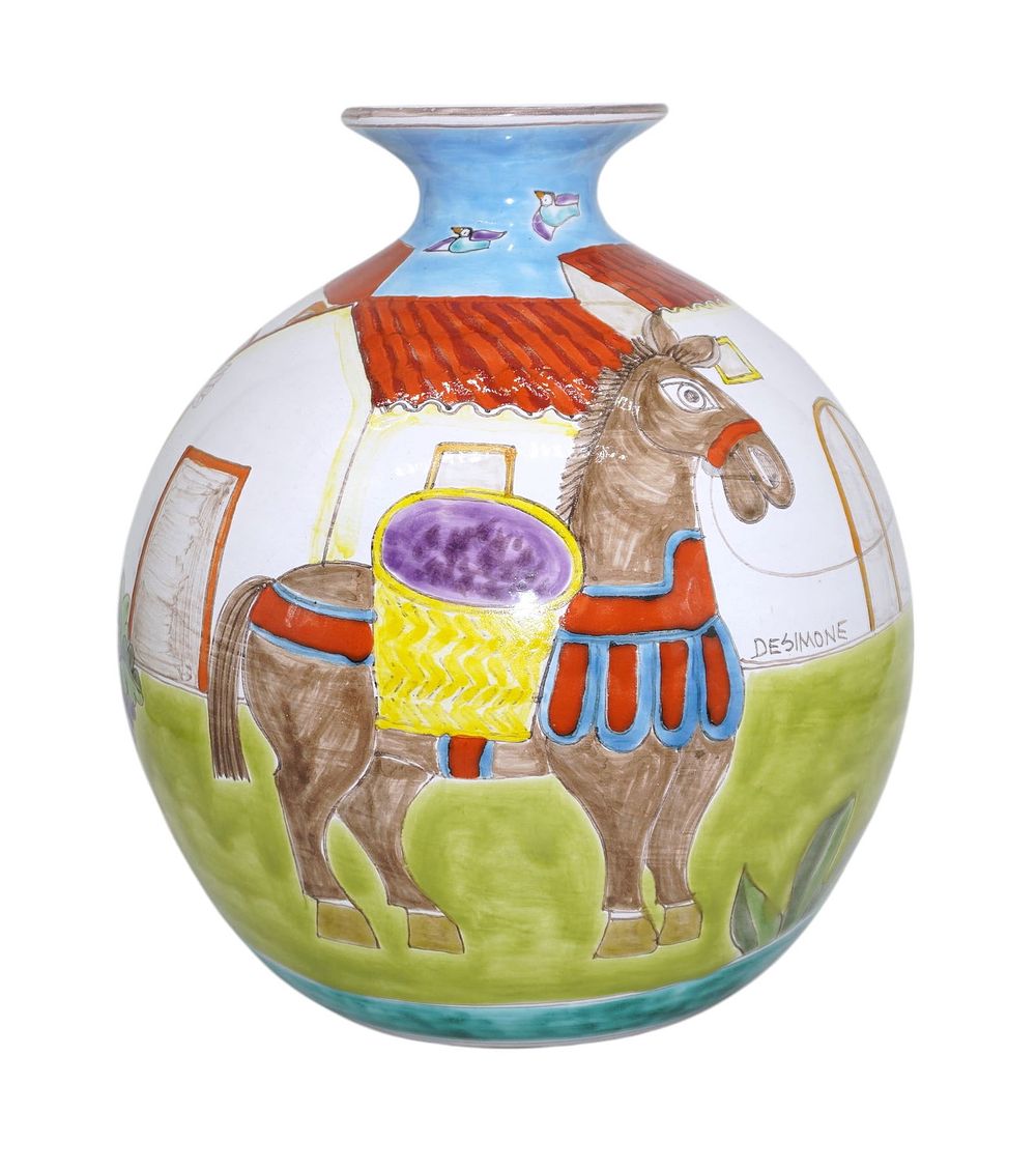 Lot 190: RARE MID CENTURY GIOVANNI DESIMONE ORIGINAL CERAMIC ITALIAN VASE