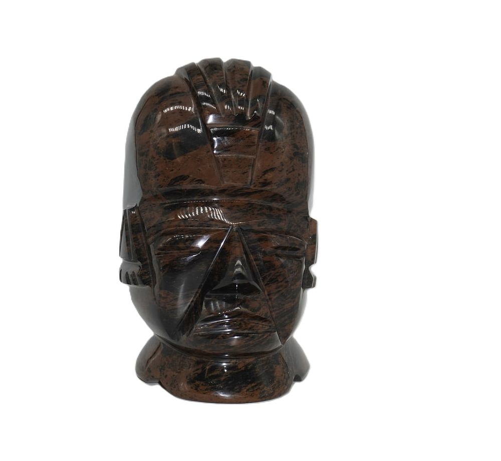 Lot 213: MAHOGANY OBSIDIAN CARVED NATIVE STONE STATUE