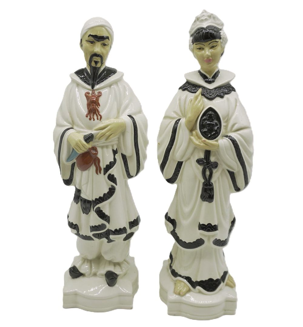 Lot 215: VINTAGE PAIR CHINESE EMPEROR AND EMPRESS FIGURINES