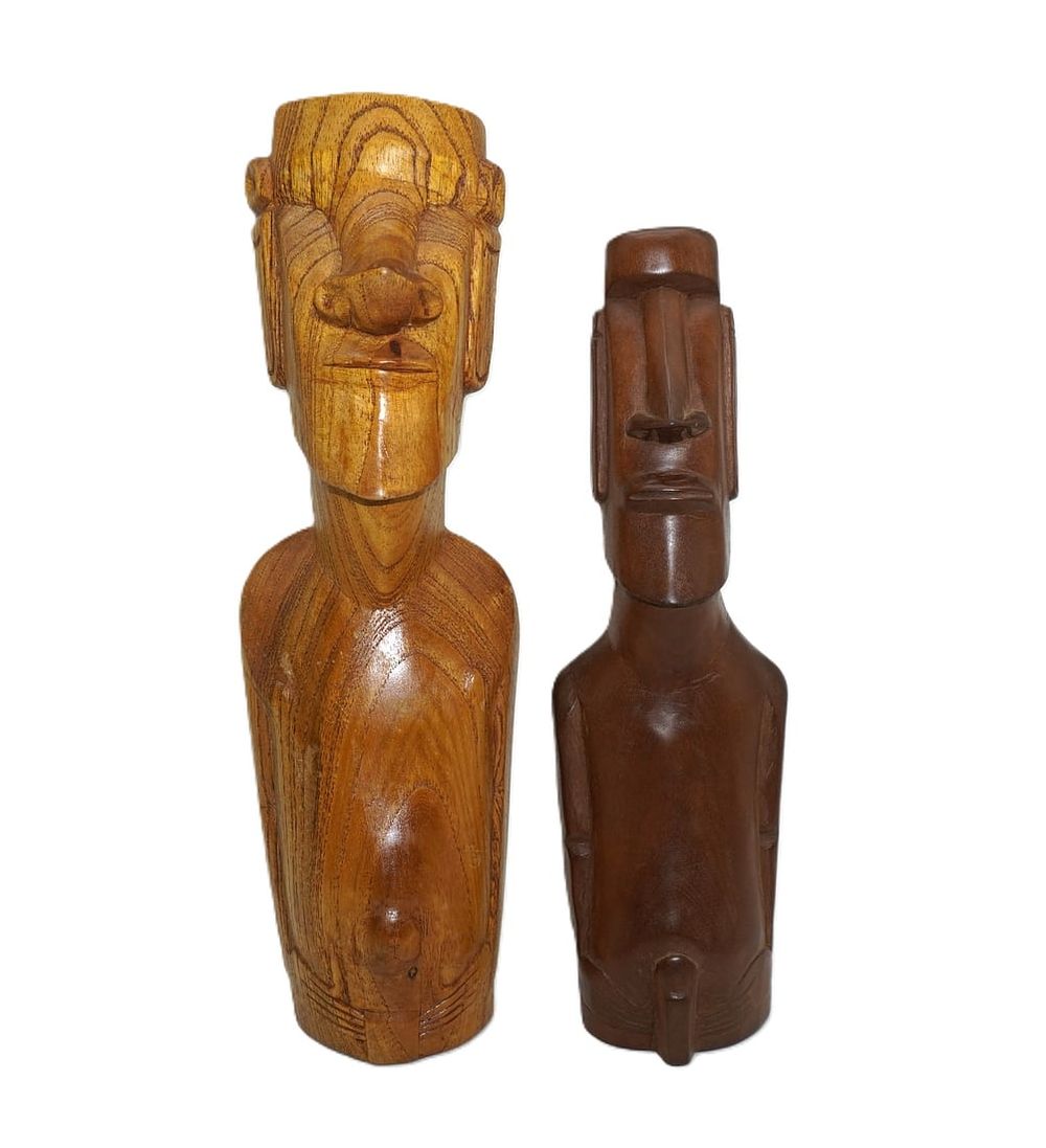 Lot 217: PAIR OCEANIC PACIFIC EASTER ISLAND MOAI RAPA STATUES