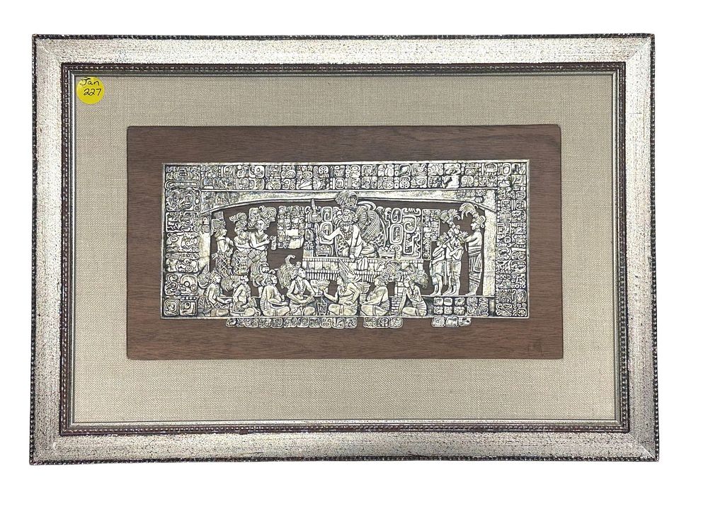 Lot 227: VINTAGE MAYAN LINTEL CARVING METAL