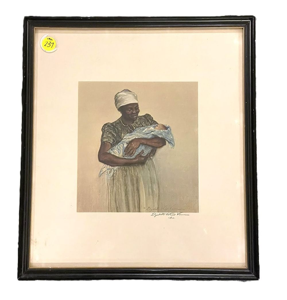 Lot 237: FRAMED SIGNED ELIZABETH O'NEILL VERNER PRINT, TITLE "BLUE BABY"