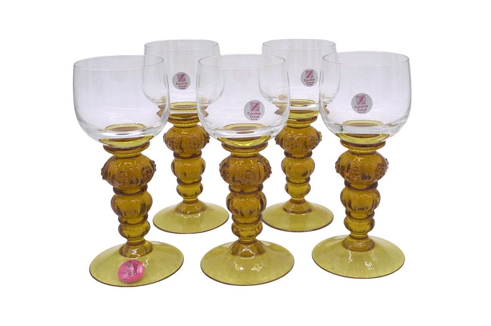 Lot 243: 5 CRISTALLERIE ZWEIZEL GERMAN HOCK GLASSES