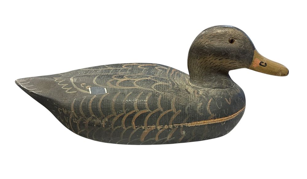 Lot 254: WOOD HAND PAINTED DUCK DECOY GLASS EYES