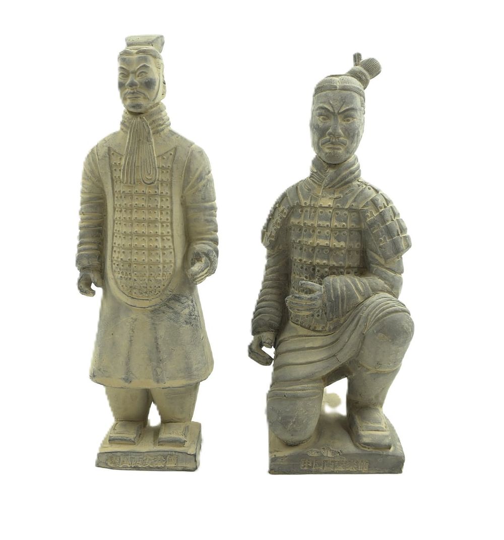 Lot 258: 2 CHINESE TERRACOTTA TOMB GUARDIANS